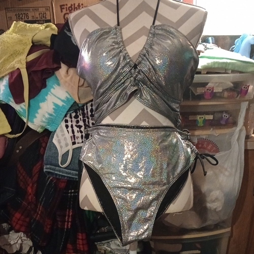 Silver Metallic Bikini Set